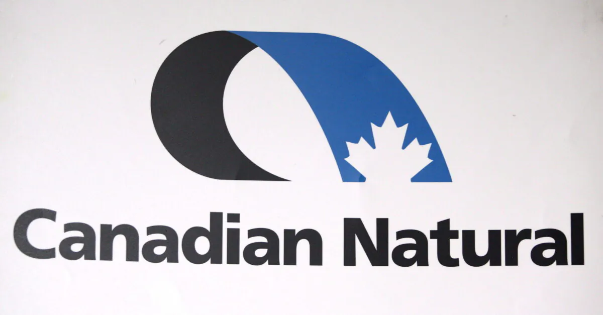 The Canadian Natural Resources Ltd. logo, in a photo taken at the company's annual meeting in Calgary, on May 3, 2012. (The Canadian Press/Jeff McIntosh)