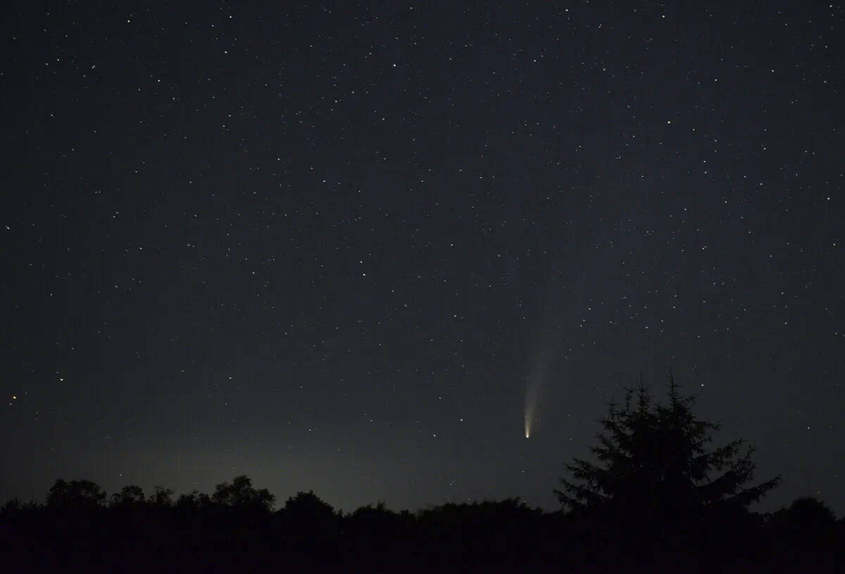 Comet Neowise is viewed in the early morning sky from Mississippi Mills, Ontario on July 18, 2020. (Sean Kilpatrick/The Canadian Press)