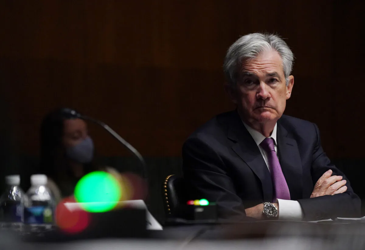 Chairman of the Federal Reserve Jerome Powell testifies during the Senate's Committee on Banking, Housing, and Urban Affairs hearing in Washington, on Sept. 24, 2020. (Toni L. Sandys-Pool/Getty Images)