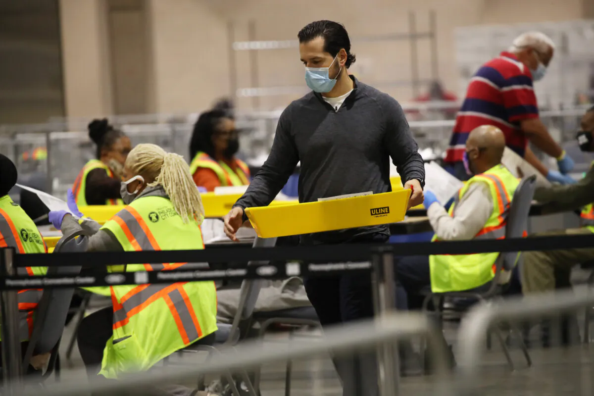 Election workers count ballots in Philadelphia, on Nov. 4, 2020. (Spencer Platt/Getty Images)