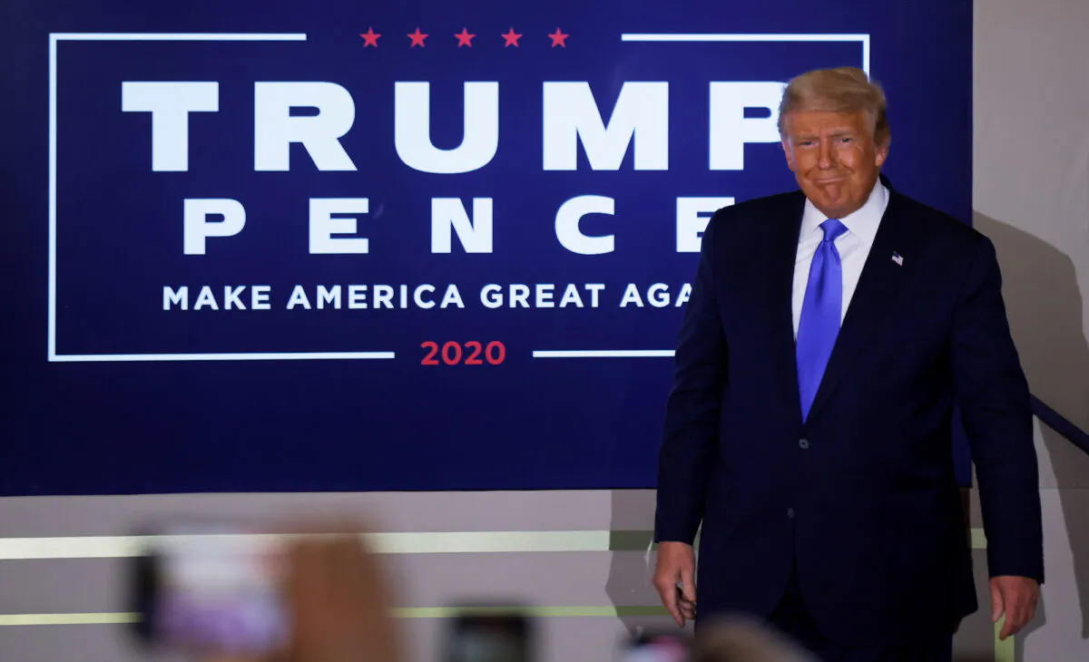President Donald Trump arrives to speak about early results from the 2020 presidential election in the East Room of the White House in Washington on Nov. 4, 2020. (Carlos Barria/Reuters)