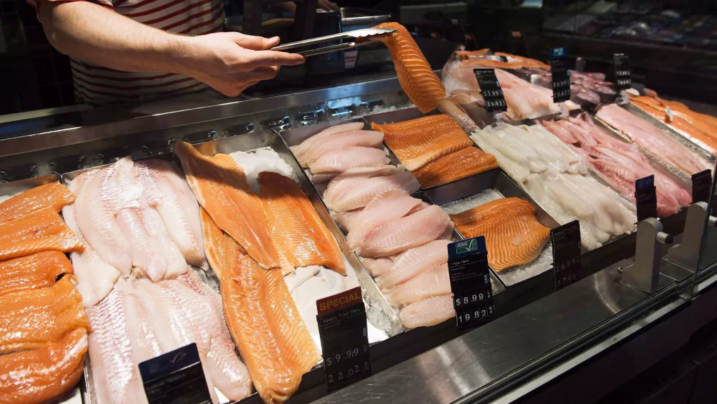 A seafood counter is shown at a store in Toronto, on May 3, 2018. (The Canadian Press/Nathan Denette)