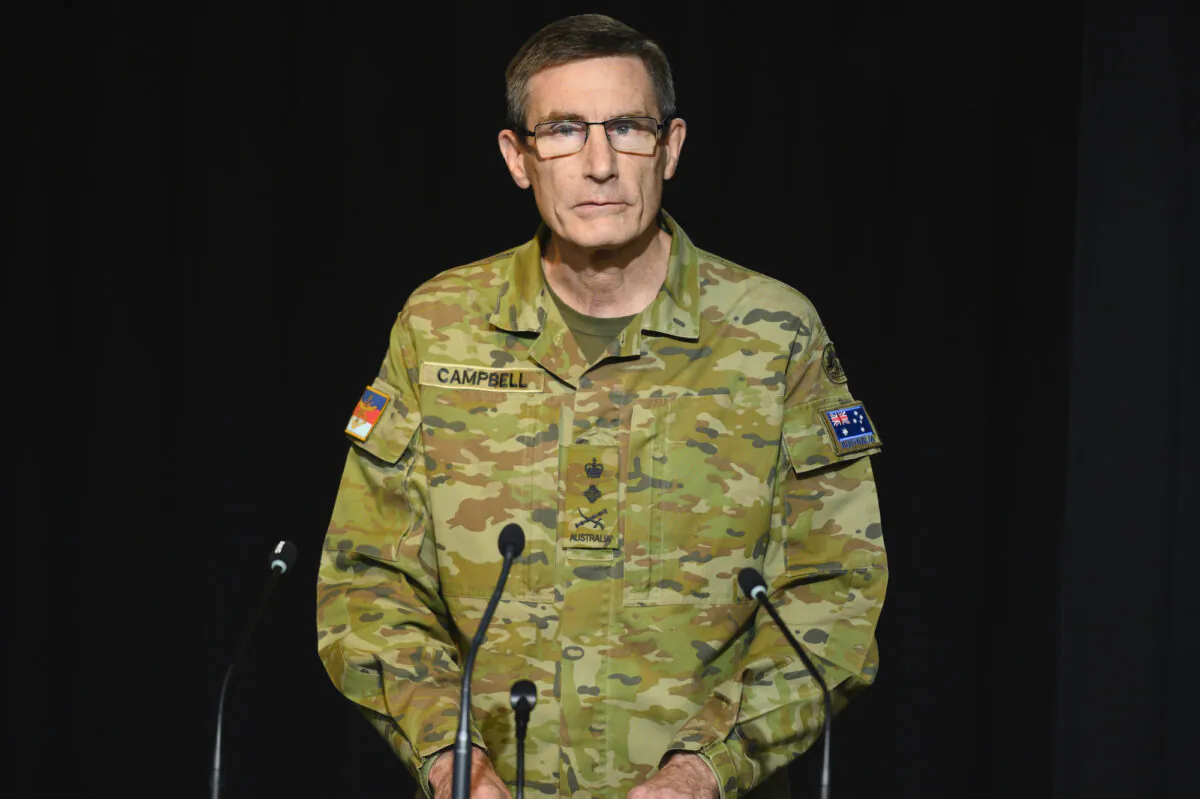 Chief of the Defence Force, General Angus Campbell speaks at a press conference regarding Operation Bushfire Assist in Canberra, Australia on Jan. 5, 2020. (Rohan Thomson/Getty Images)