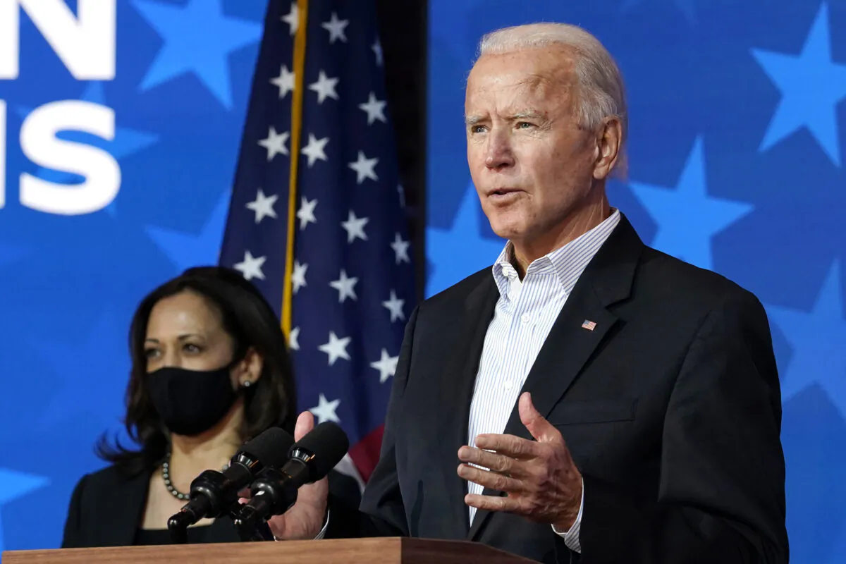 Democratic presidential candidate former Vice President Joe Biden speaks in Wilmington, Del., on Nov. 5, 2020. (Carolyn Kaster/AP Photo)