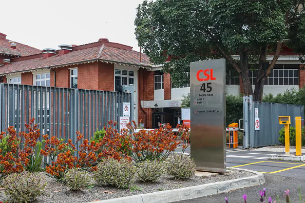 CSL Signage is seen at the main entrance of it's offices and manufacturing plant in Parkville in Melbourne, Australia on Nov. 6, 2020. (Asanka Ratnayake/Getty Images)
