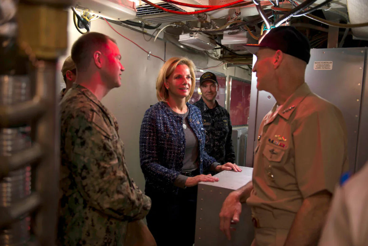 Under Secretary for Nuclear Security of the U.S. Department of Energy and Administrator of the National Nuclear Security Administration Lisa Gordon-Hagerty tours the Ohio-class ballistic missile submarine USS Alabama in Bangor, Washington, on Oct. 10, 2018. (Amanda R. Gray/U.S. Navy/Handout via Reuters)