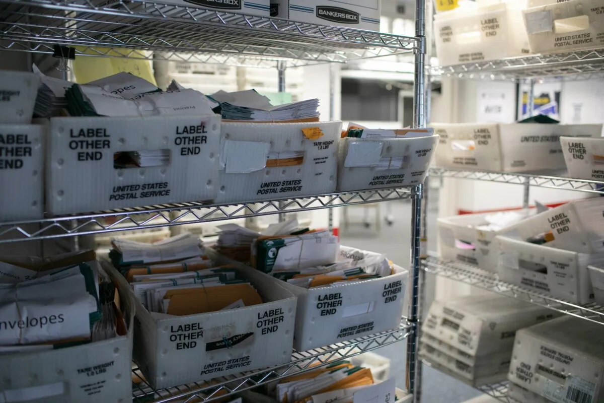 Election materials lie at the Lansing city clerk's office following the end of vote counting in Lansing, Mich., on Nov. 04, 2020.  (John Moore/Getty Images)
