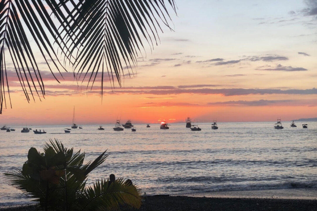 The sun sets over Puntarenas on the Pacific side of Costa Rica. (Courtesy of Bill Neely)