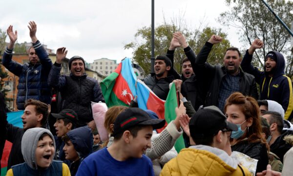 People celebrate on the streets