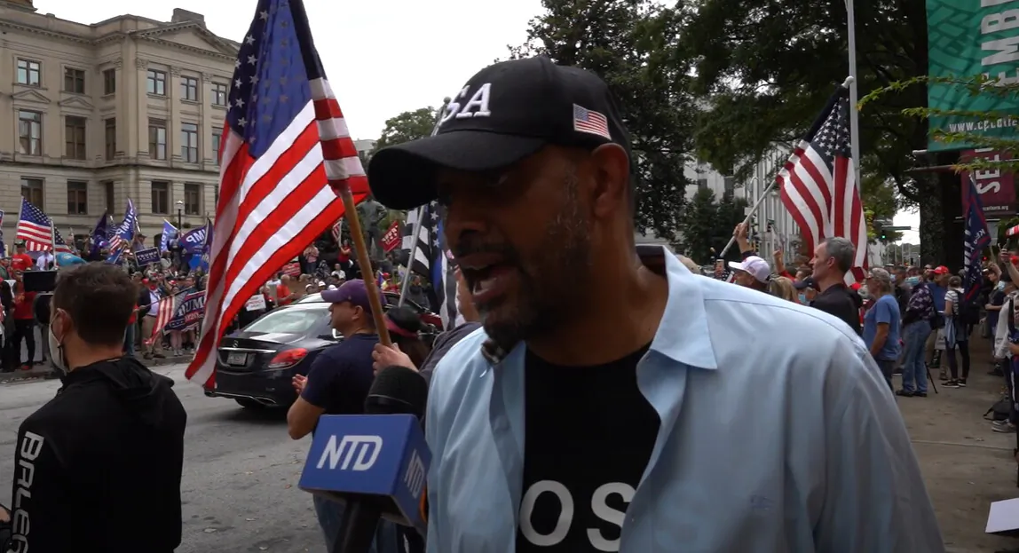 Vernon Jones attended a Stop the Steal rally in Atlanta, Georgia on Nov. 7, 2020. (NTD Television)