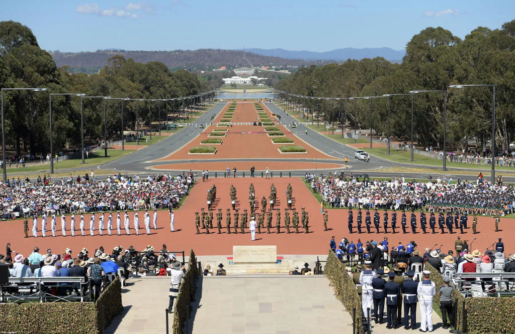 The view to Parliament House along ANZAC Parade during the Remembrance Day Service at the Australian War Memorial on November 11, 2018 in Canberra, Australia.  (Tracey Nearmy/Getty Images)