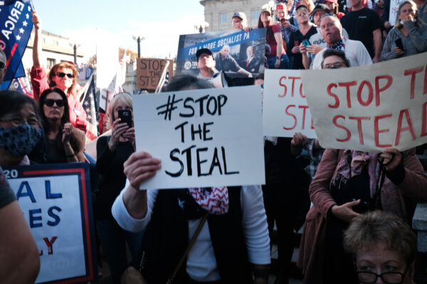 Trump Campaign Files Lawsuit Over ‘Two-Tiered’ Election System in Pennsylvania 2 Trump Supporters And Biden Supporters Gather At Pennsylvania Capitol
