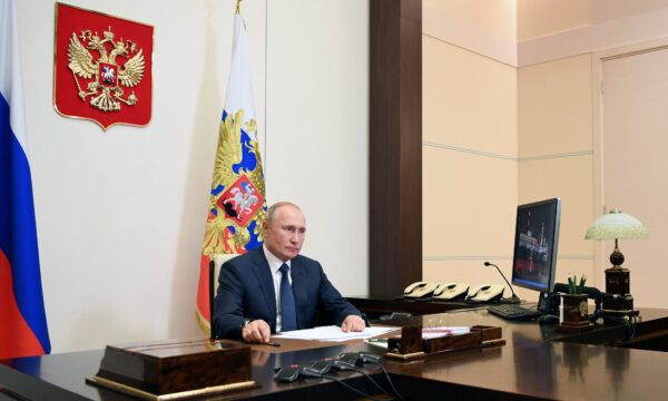 Russian President Vladimir Putin chairs a meeting