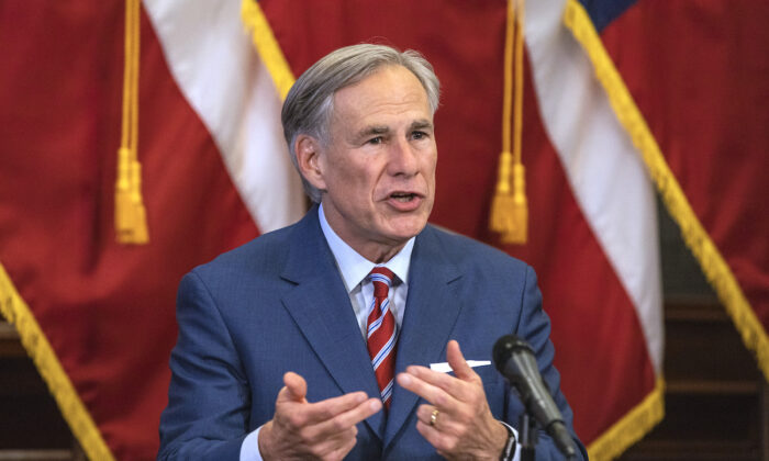 Texas Gov. Greg Abbott speaks at a press conference at the Texas State Capitol in Austin, Texas, on May 18, 2020. (Lynda M. Gonzalez/The Dallas Morning News Pool)