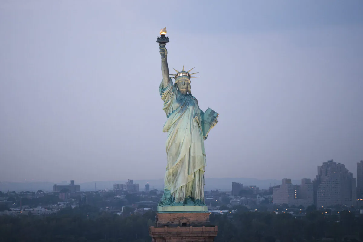 An aerial view of the Statue of Liberty in New York City on Sept. 8, 2016. (Drew Angerer/Getty Images)