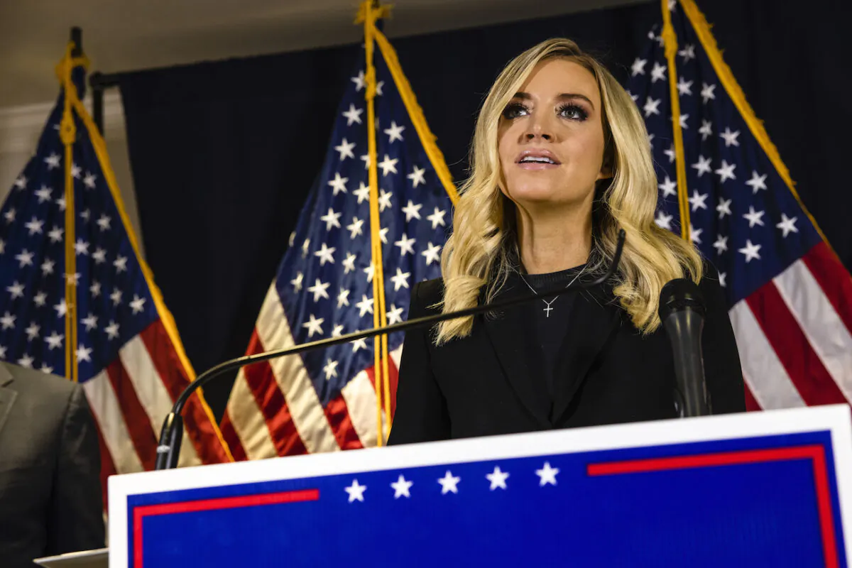 White House Press Secretary Kayleigh McEnany speaks during a press conference at the Republican National Committee headquarters in Washington, on Nov. 9, 2020. (Samuel Corum/Getty Images)