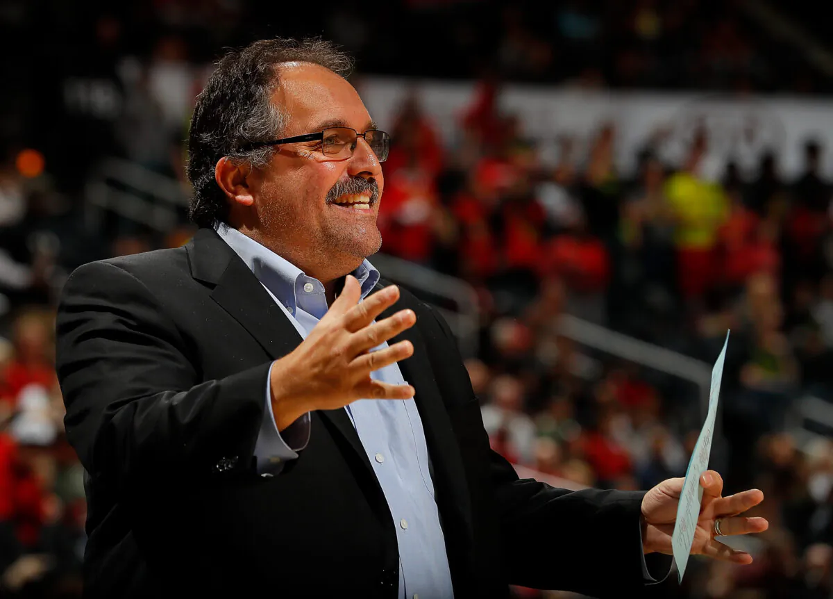 Coach Stan Van Gundy of the Detroit Pistons at Philips Arena in Atlanta, Ga., on Feb. 11, 2018. Van Gundy was recently quoted as lamenting old friends and colleagues are racists, misogynists, and narcissists. (Kevin C. Cox/Getty Images)
