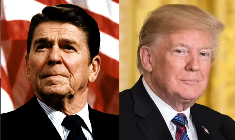 Left: President Ronald Reagan (Michael Evans/The White House/Getty Images); Right: President Donald Trump (Samira Bouaou/The Epoch Times)