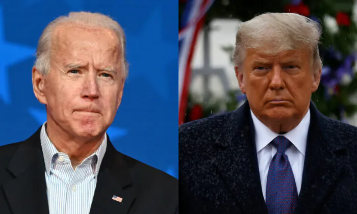 Democratic presidential nominee Joe Biden (L) and President Donald Trump in file photographs. (Getty Images; Reuters)