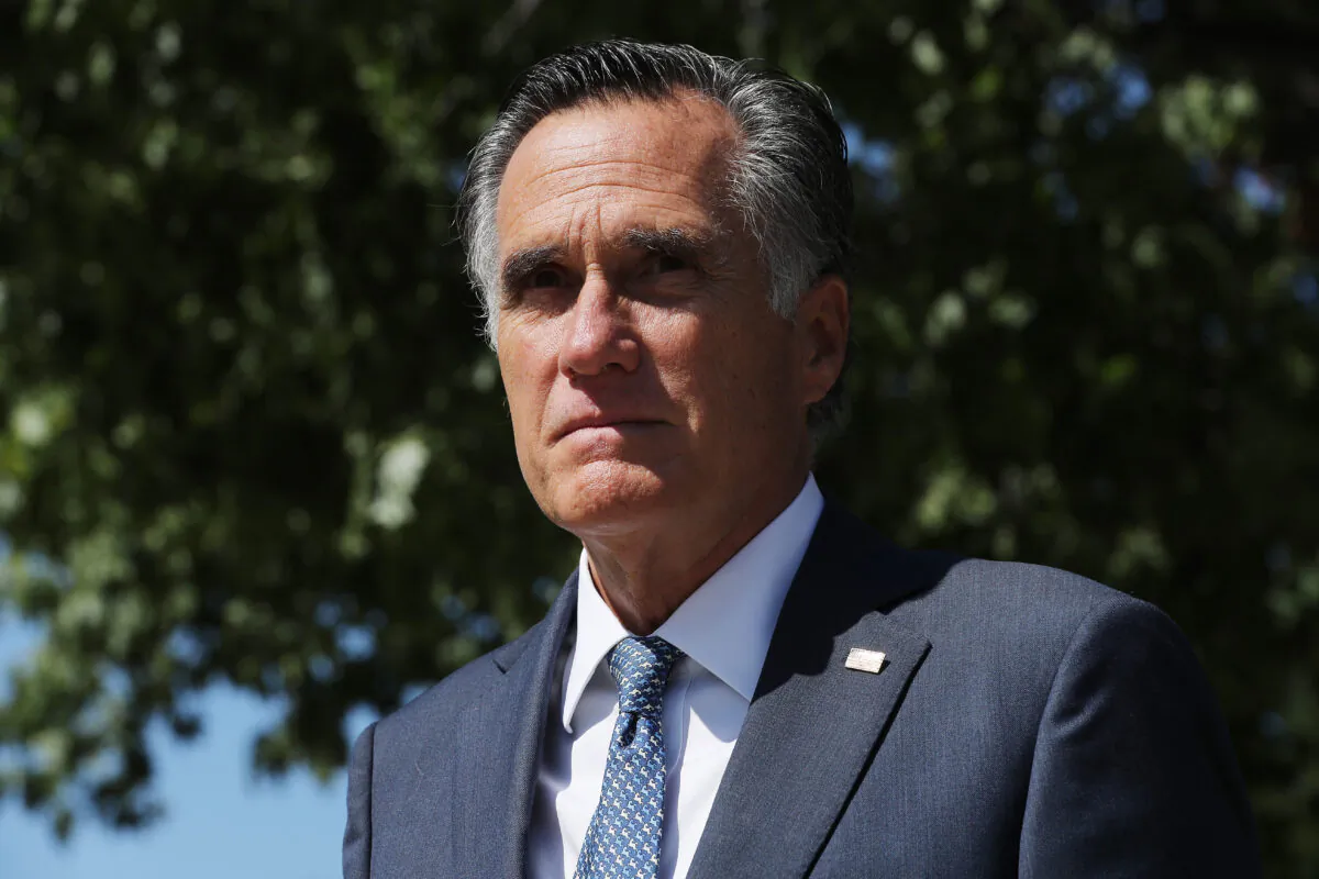 Sen. Mitt Romney (R-Utah) leaves a meeting of GOP senators at the National Republican Senatorial Committee offices in Washington on Sept. 22, 2020. (Chip Somodevilla/Getty Images)