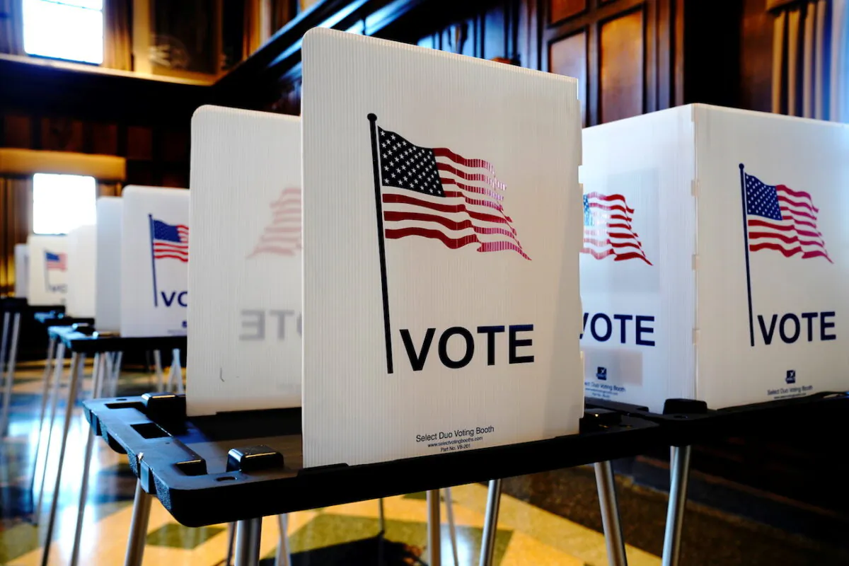 A voting site on Election Day in Madison, Dane County, Wis., on Nov. 3, 2020. (Bing Guan/Reuters)