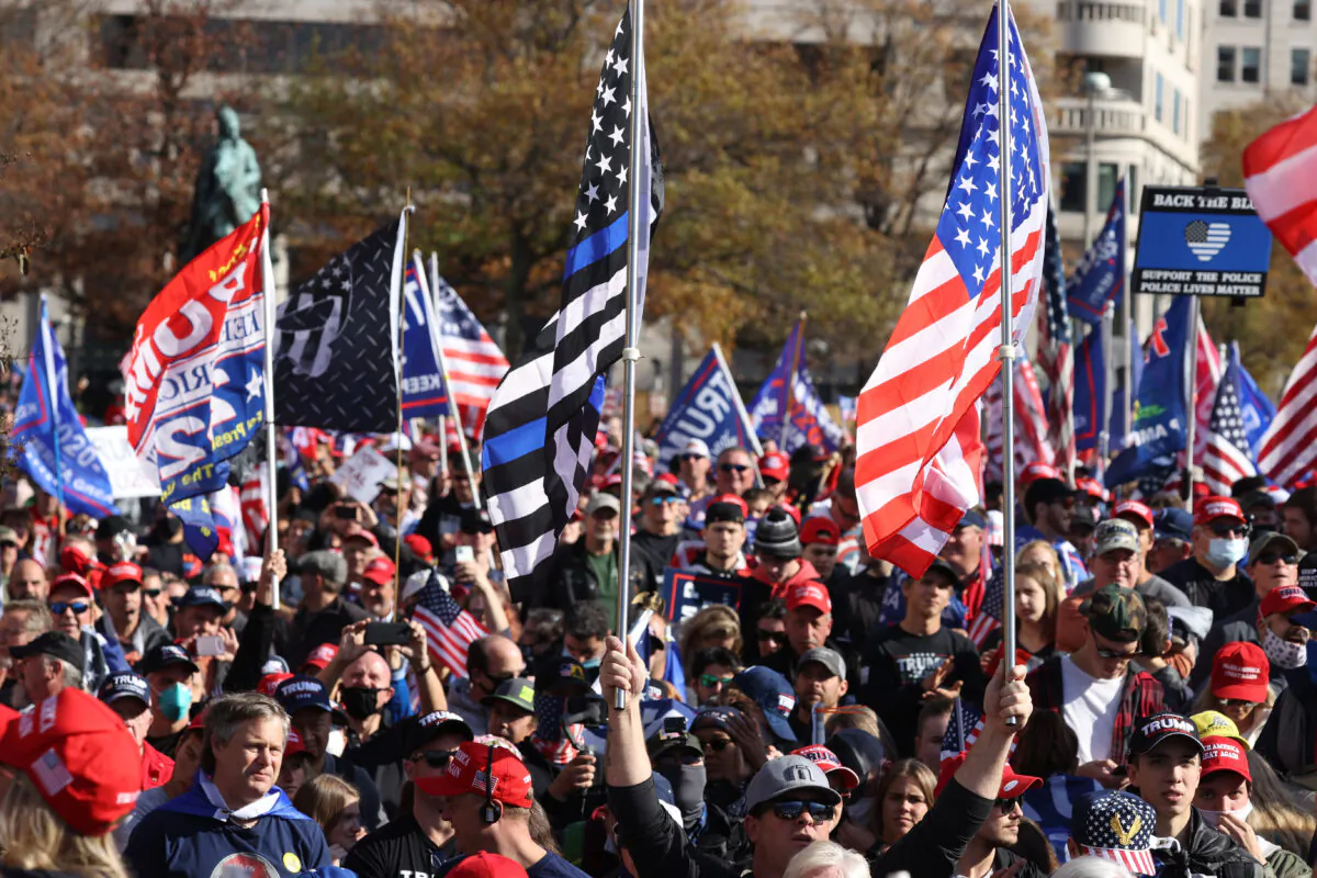People participate in the “Million MAGA March” from Freedom Plaza to the Supreme Court in Washington, on Nov. 14, 2020. (Tasos Katopodis/Getty Images)