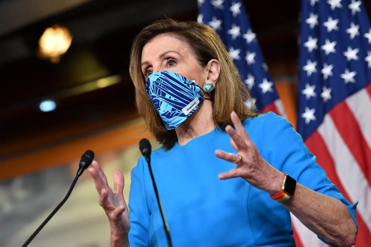 Speaker of the House, Nancy Pelosi (D-Calif.) holds a press briefing on Capitol Hill in Washington, on Nov. 6, 2020. (Nicholas Kamm/AFP via Getty Images)