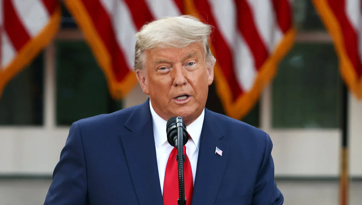 President Donald Trump speaks about Operation Warp Speed in the Rose Garden at the White House in Washington, on Nov. 13, 2020. (Tasos Katopodis/Getty Images)