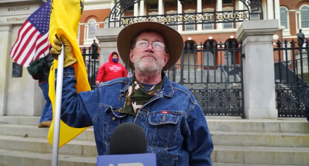 John McHugh attended a Stop the Steal rally in Boston, Massachusetts on Nov. 14, 2020. (NTD Television)