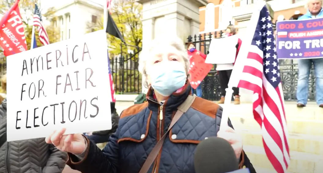 Rita Gurevich joined  a Stop the Steal rally in Boston on Nov. 14, 2020. (NTD Television)