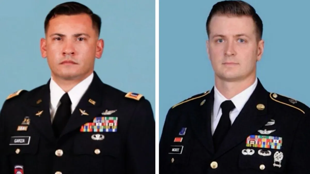 Chief Warrant Officer 3 Dallas Gearld Garza, 34 (L), and Staff Sgt. Kyle Robert McKee, 35. (Courtesy of U.S. Army)