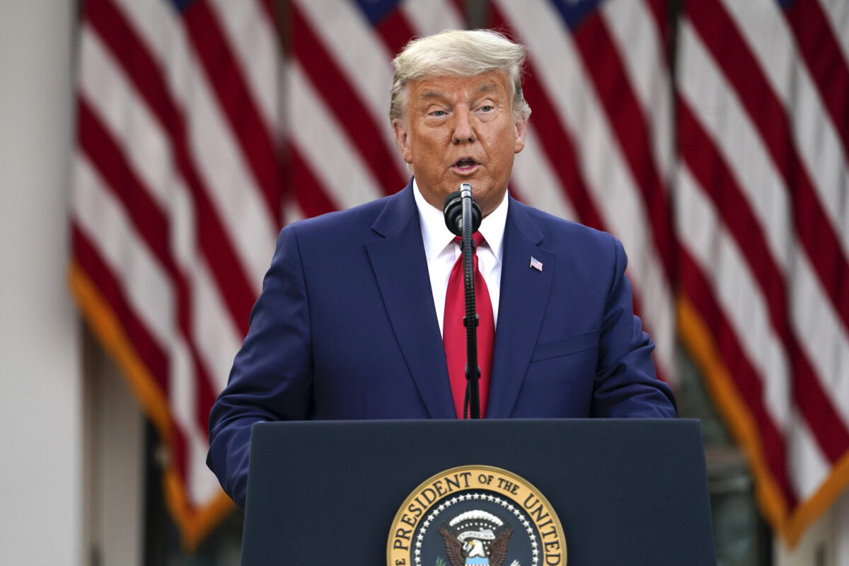 Trump speaks in the Rose Garden