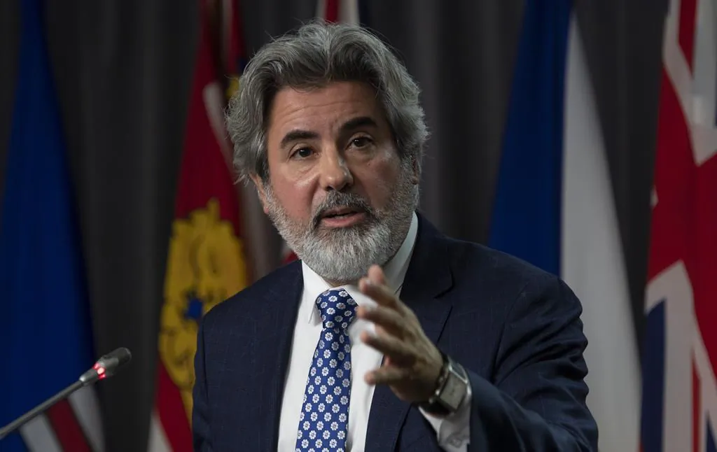 Leader of the Government in the House of Commons Pablo Rodriguez speaks during a news conference on Parliament Hill on October 20, 2020 in Ottawa. (The Canadian Press/Adrian Wyld)