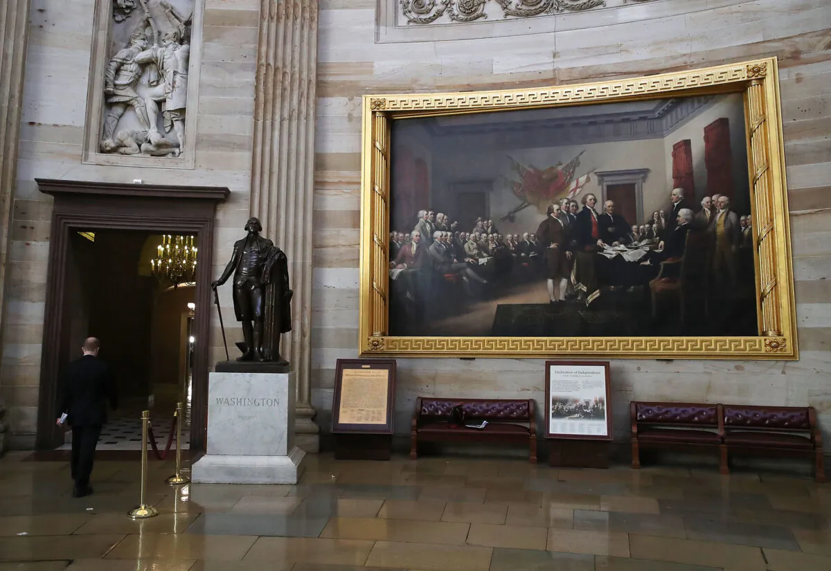 The painting titled "Declaration of Independence" hangs on the wall inside the U.S. Capitol in Washington on May 17, 2017. (Mark Wilson/Getty Images)