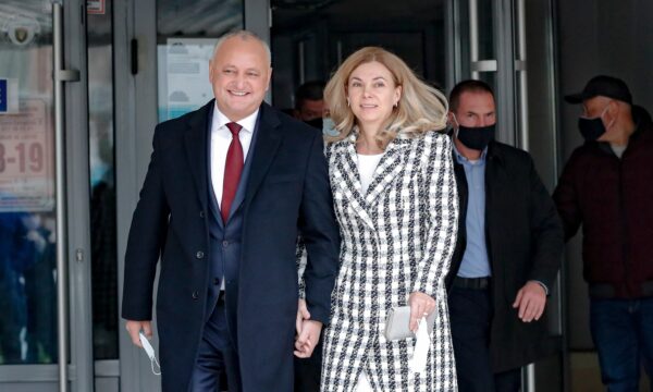 Incumbent Moldovan President Igor Dodon and his wife Galina