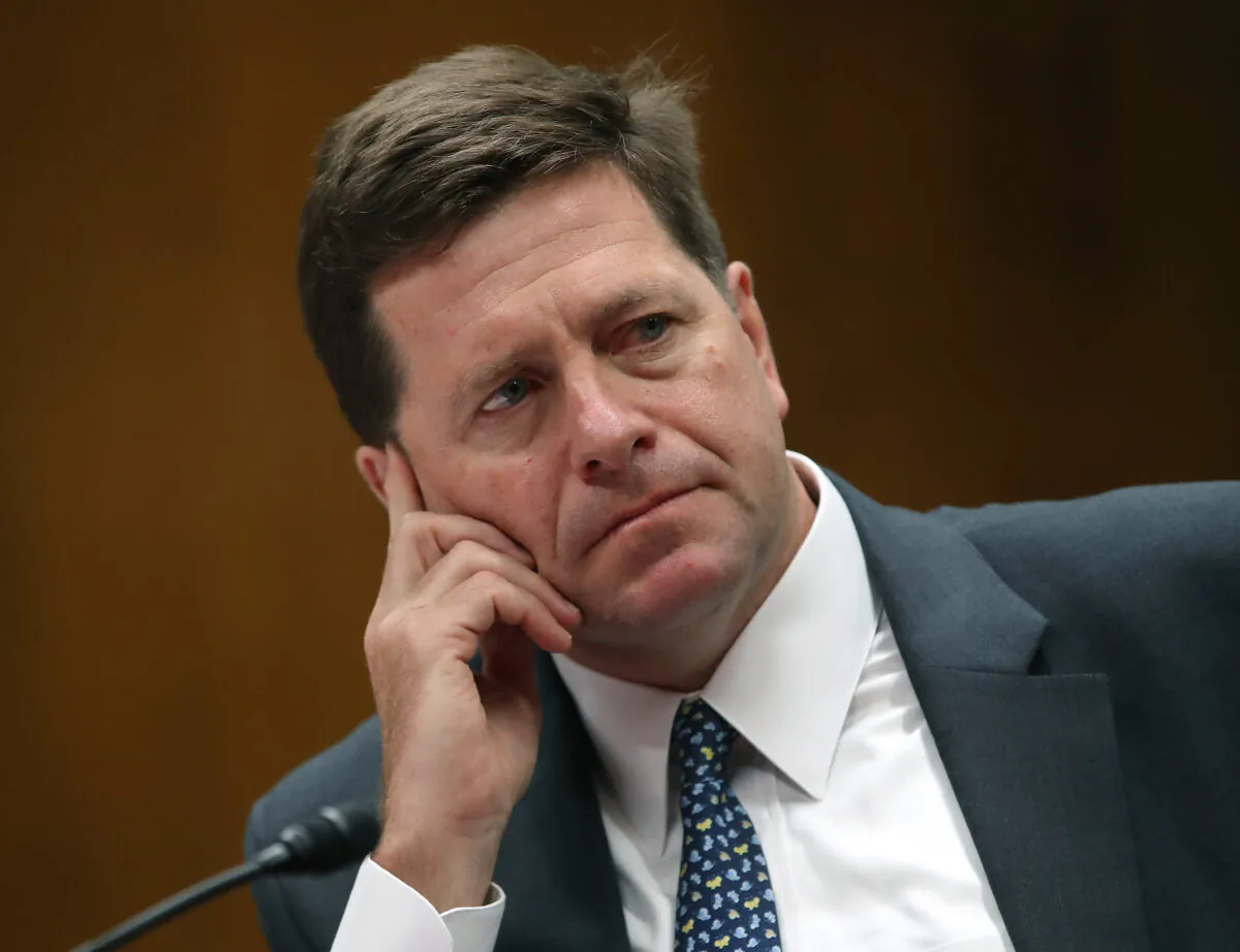Jay Clayton, chairman of the Securities and Exchange Commission, testifies during a Senate Appropriations Subcommittee hearing on Capitol Hill in Washington on May 8, 2019. (Mark Wilson/Getty Images)
