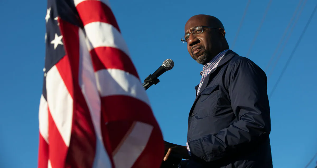 Democratic Senate candidate Raphael Warnock of Georgia speaks to supporters during a rally in Marietta, Ga. on Nov. 15, 2020. (Jessica McGowan/Getty Images)