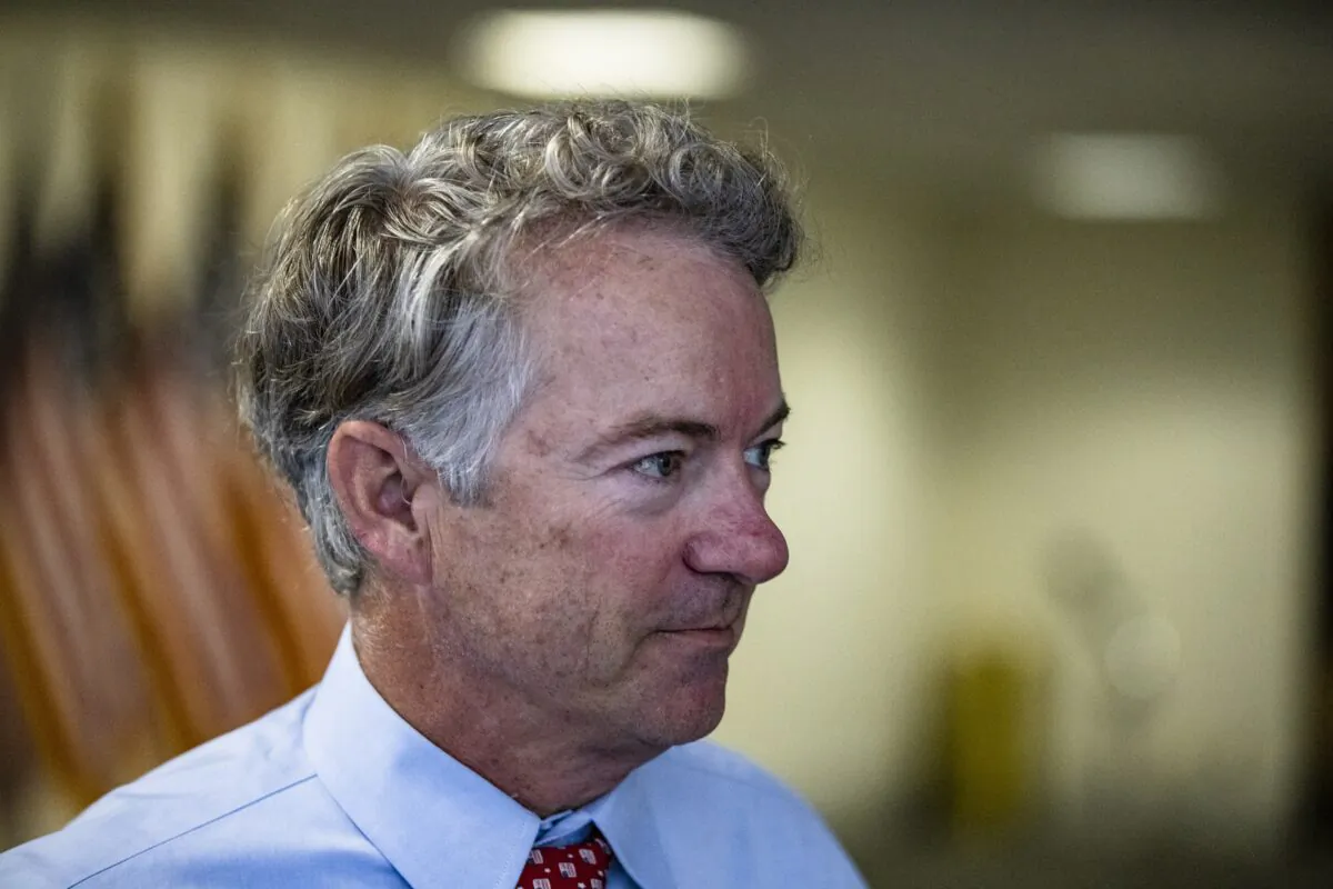 Sen. Rand Paul talks to reporters in Washington on Oct. 26, 2020. (Samuel Corum/Getty Images)