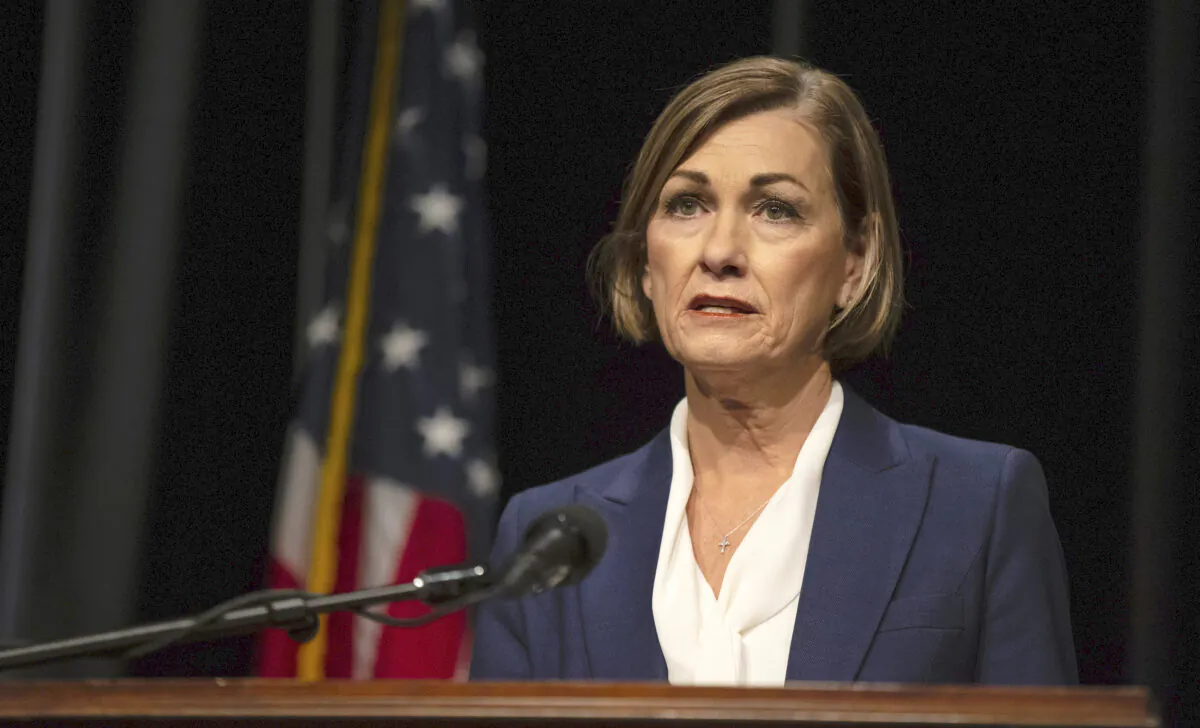 Iowa Gov. Kim Reynolds on Nov. 16, 2020. (Kelsey Kremer/Des Moines Register/Pool)