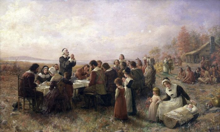 "The First Thanksgiving at Plymouth" by Jennie A. Brownscombe, 1914. (Public domain)