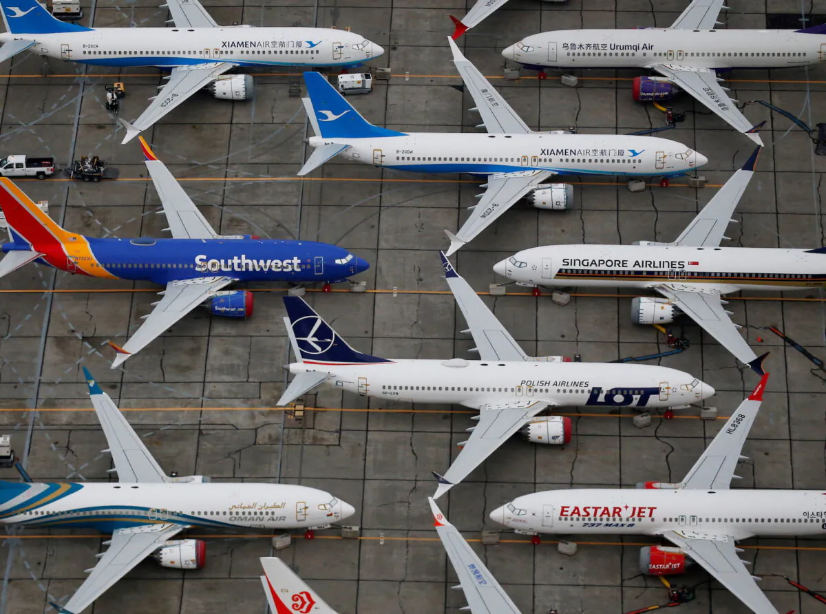Grounded Boeing 737 MAX aircraft are seen parked at Boeing facilities at Grant County International Airport in Moses Lake, Wash., on Nov. 17, 2020. (Lindsey Wasson/Reuters)