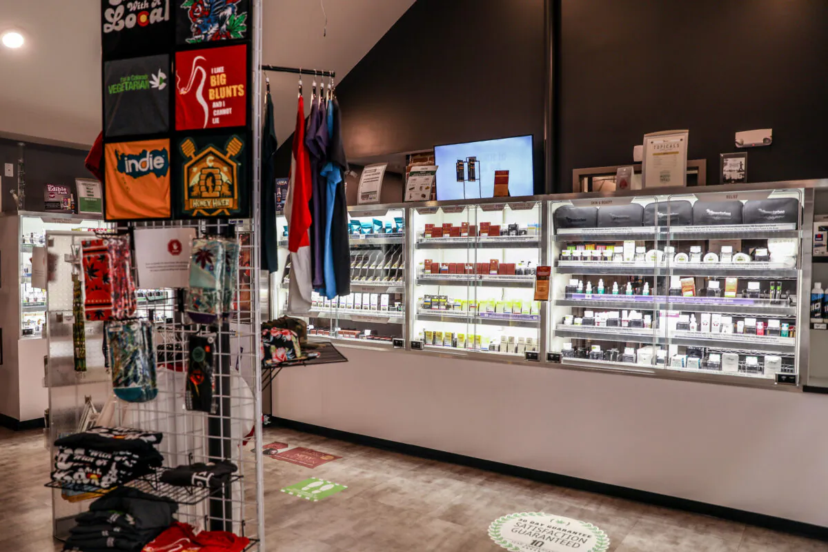 Cannabis products for sale at a dispensary in Denver, Colo., on Sept. 30, 2020. (Charlotte Cuthbertson/The Epoch Times)