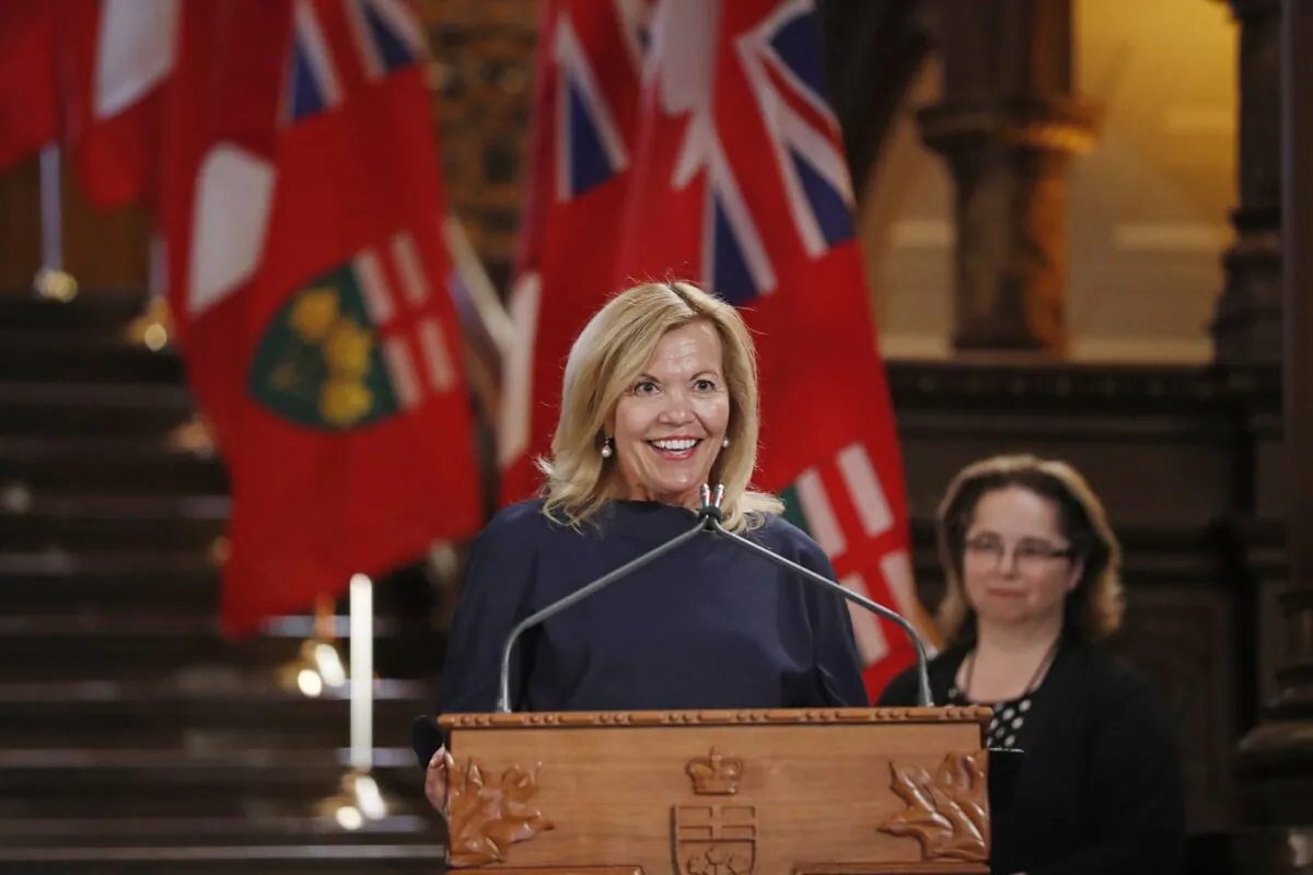 Deputy Minister and Health Minister Christine Elliott speaks during a swearing-in ceremony at Queen's Park in Toronto on  June 29, 2018. (The Canadian Press/Mark Blinch)
