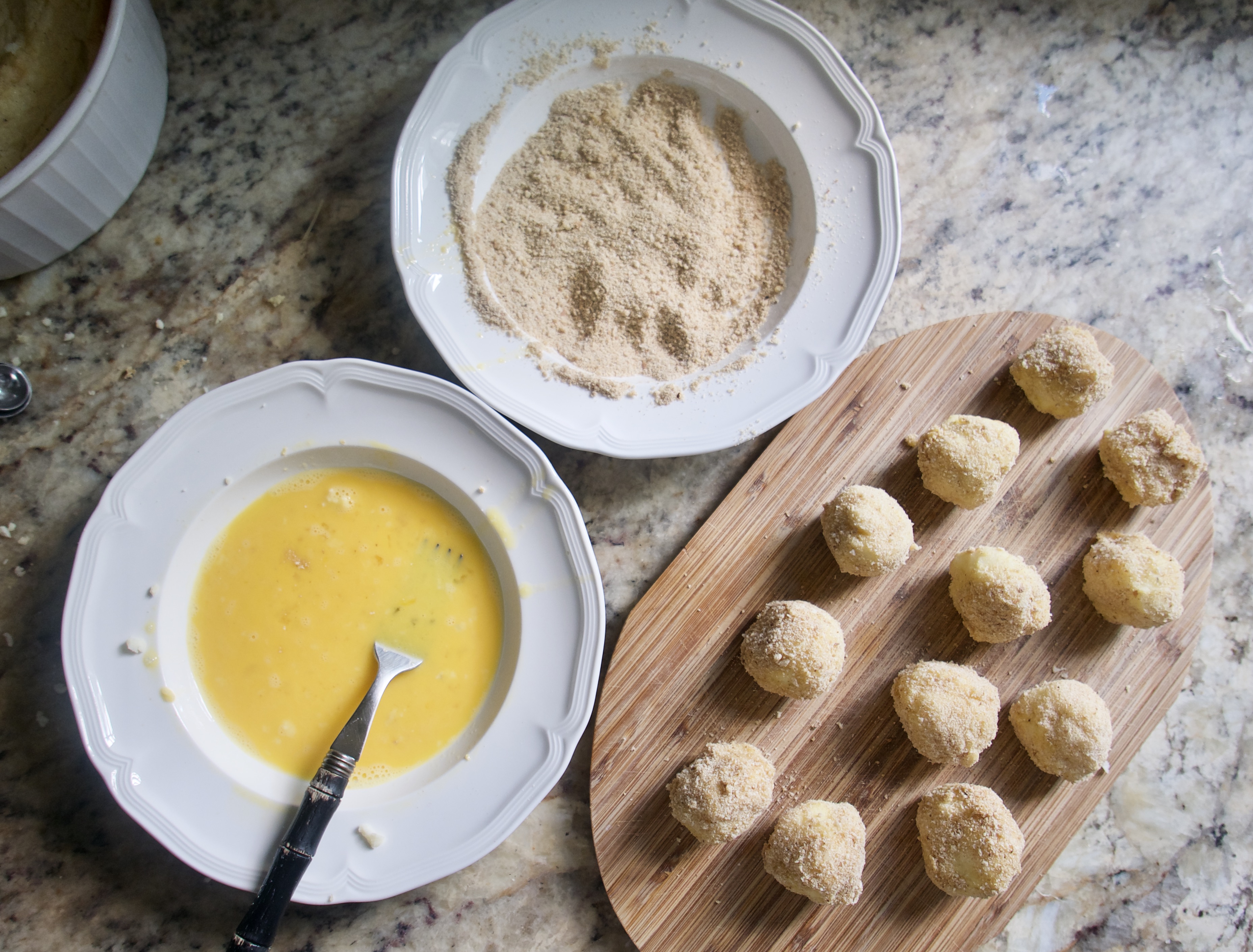 making mashed potato croquetas