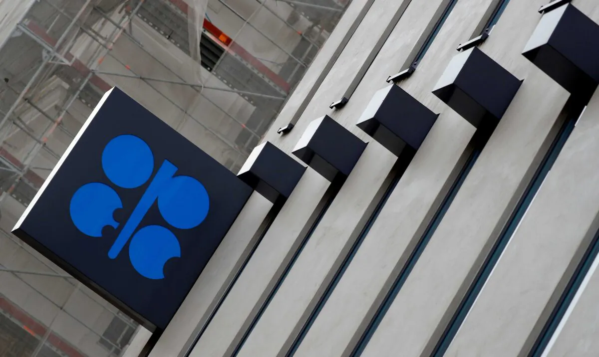 The logo of the Organization of the Petroleum Exporting Countries (OPEC) is seen outside their headquarters in Vienna, Austria, on Dec. 7, 2018. (Leonhard Foeger/Reuters)