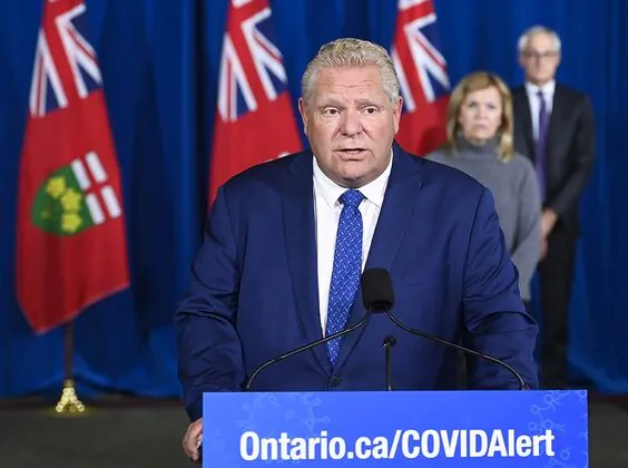 Ontario Premier Doug Ford holds a press conference on Oct. 2, 2020. (The Canadian Press/Nathan Denette) 