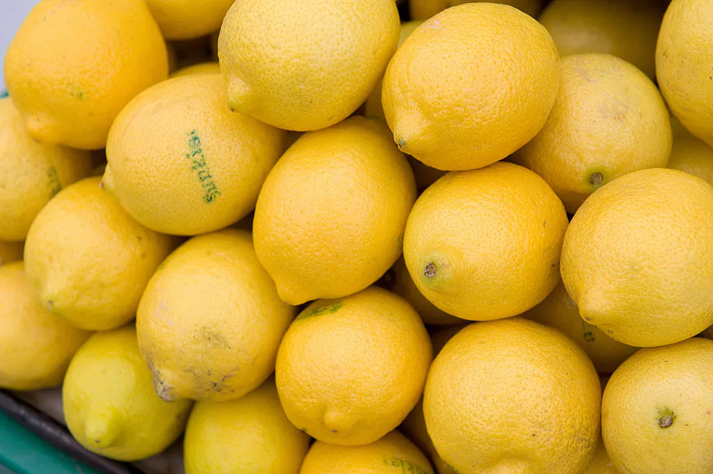 Lemons are offered for sale at Eastern Market on Capitol Hill in Washington, DC, on June 27, 2008. (SAUL LOEB/Getty Images)
