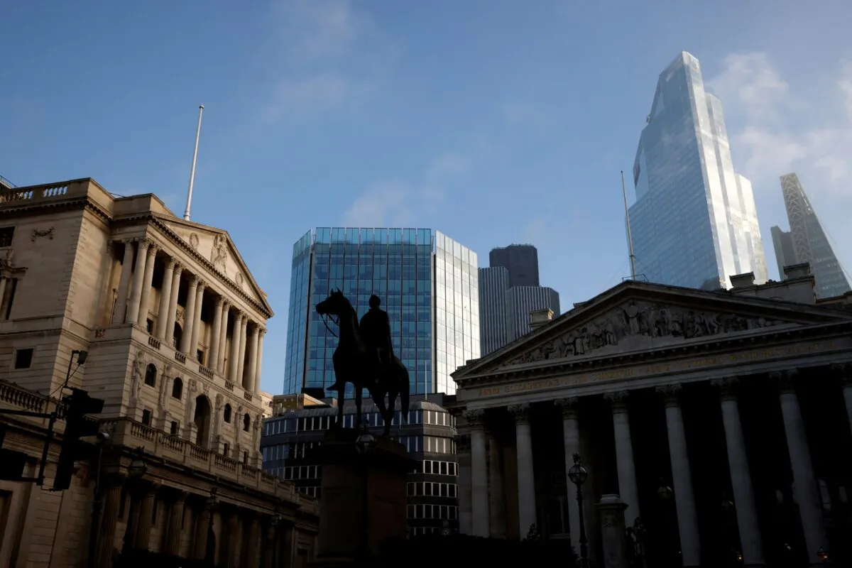 A general view shows the Bank of England and the City of London financial district, amid the outbreak of the CCP virus, in London, on Nov. 5, 2020. (John Sibley/File Photo/Reuters)