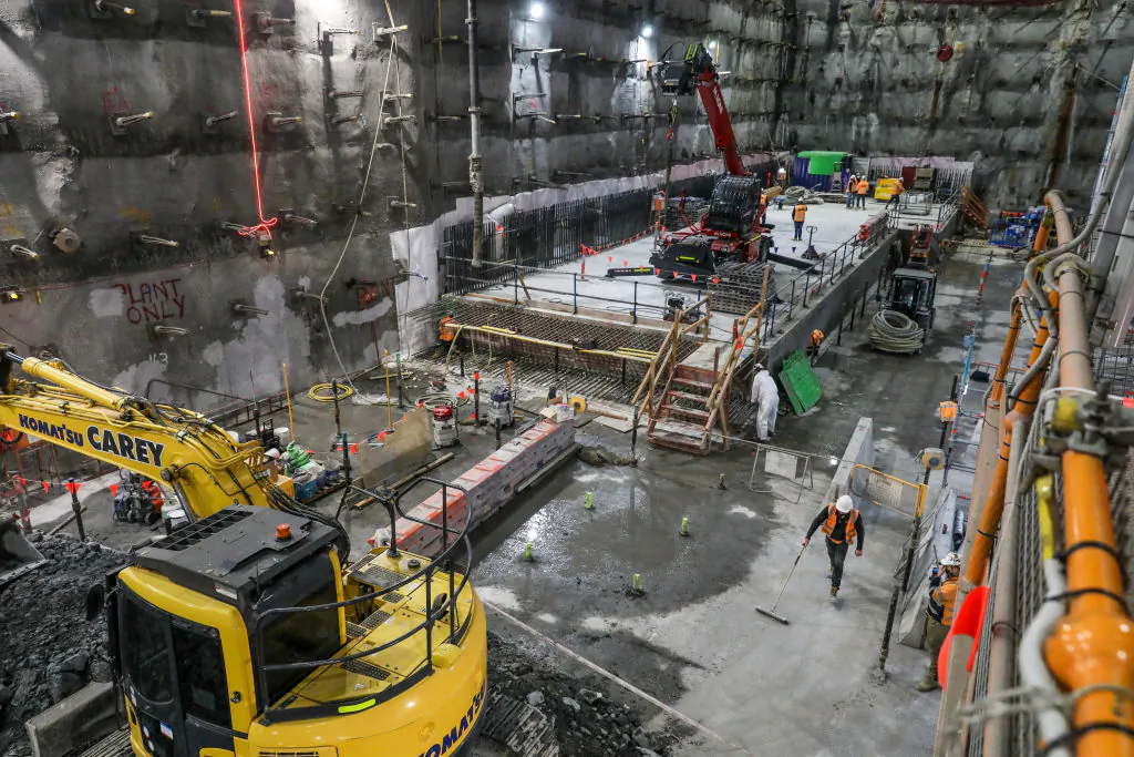 A general view underground from the site of the currently being built, State Library station, as part of the Metro Tunnel metropolitan rail infrastructure project on November 06, 2020 in Melbourne, Australia.  (Asanka Ratnayake/Getty Images)