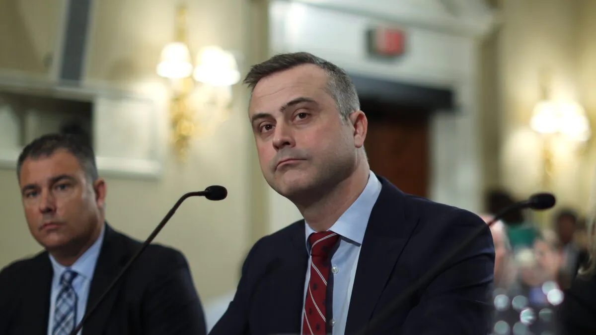President and CEO of Dominion Voting Systems John Poulos testifies during a hearing before the House Administration Committee on Capitol Hill in Washington on Jan. 9, 2020. (Alex Wong/Getty Images)